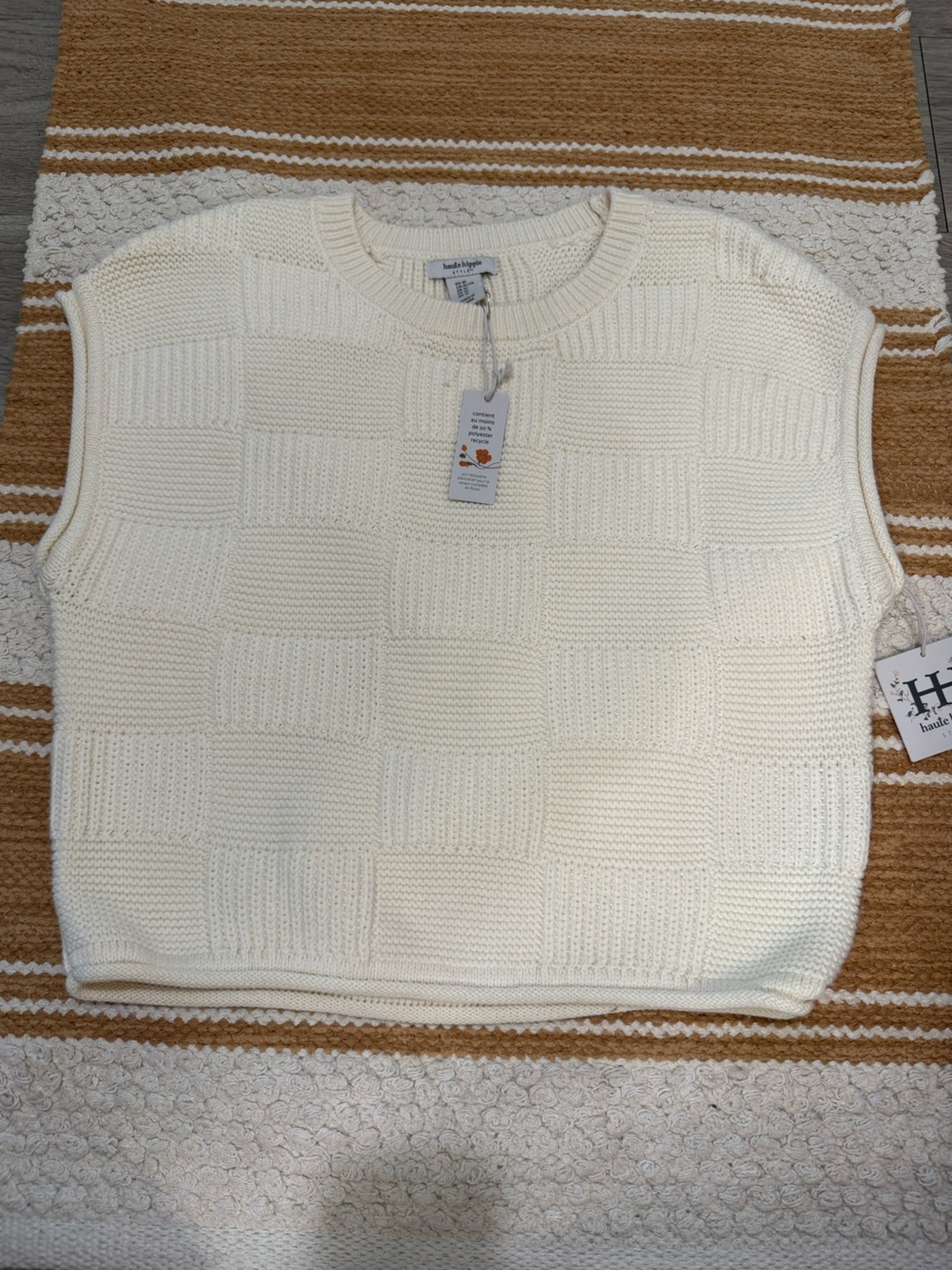 NWT Haute Hippie Sleeveless Cream Ribbed Knit Sweater
